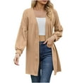 thumbnail image 1 of Scyoekwg Women's Cardigans Fall Coats Solid Color Open Front Cardigan Coat Loose Long Sleeve Casual Lightweight Trendy Cardigan(Khaki,L), 1 of 6