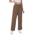 thumbnail image 1 of Scyoekwg Women's Casual Pants Casual Ladies Sweatpants Corduroy Elastic Waist Wide Leg Pant Loose Solid Color Comfy Trousers Coffee,XL, 1 of 4