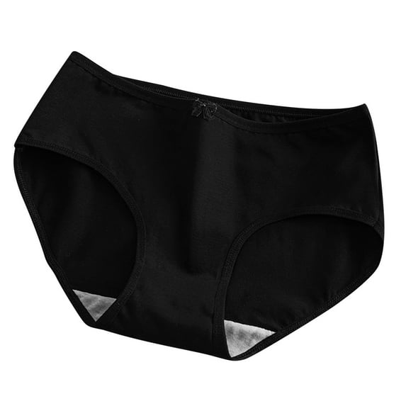 Scyoekwg Women's Cotton Underwear Comfort Hipster Panties Knickers Stretchy Solid Color Ladies Underpants Mid Waisted Underwear Underpants(Black,L)