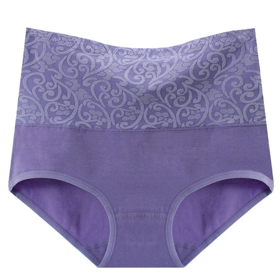 Scyoekwg Women's Cotton Underwear High Waisted Underwear Hip Lifting Solid Color Stretchy Comfort Ladies Underpants Hipster Panties Underpants(Navy,XL)