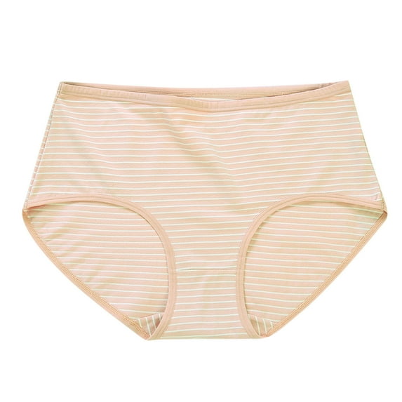 Scyoekwg Women's Cotton Underwear Hipster Panties Stretchy Comfort High Waisted Underwear Bikini Underwear Knickers Briefs(Beige,L)