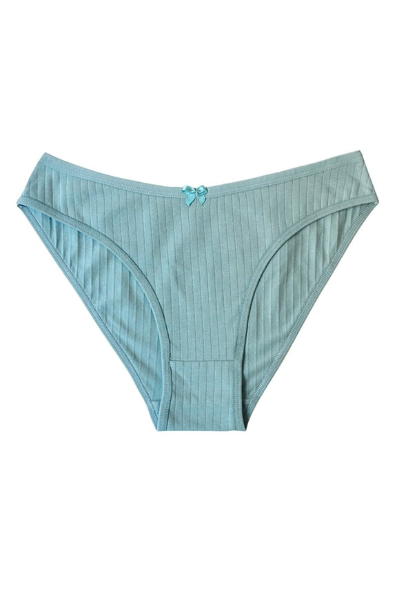 Women's Cotton Underwear Knickers Comfort Low Waisted Underwear Ladies Underpants Hipster Panties Solid Color Stretchy Underpants(Light Blue,M)