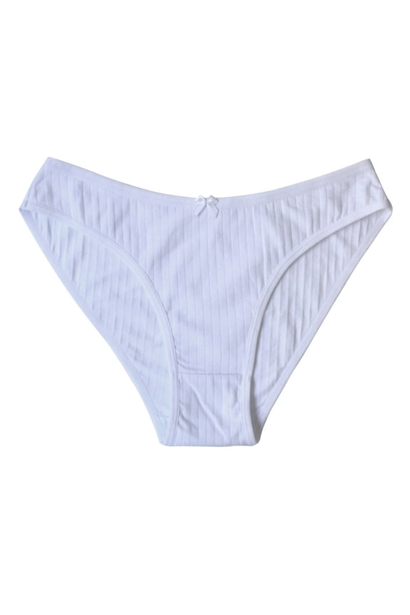 Women's Cotton Underwear Knickers Comfort Low Waisted Underwear Ladies Underpants Hipster Panties Solid Color Stretchy Underpants(White,M)