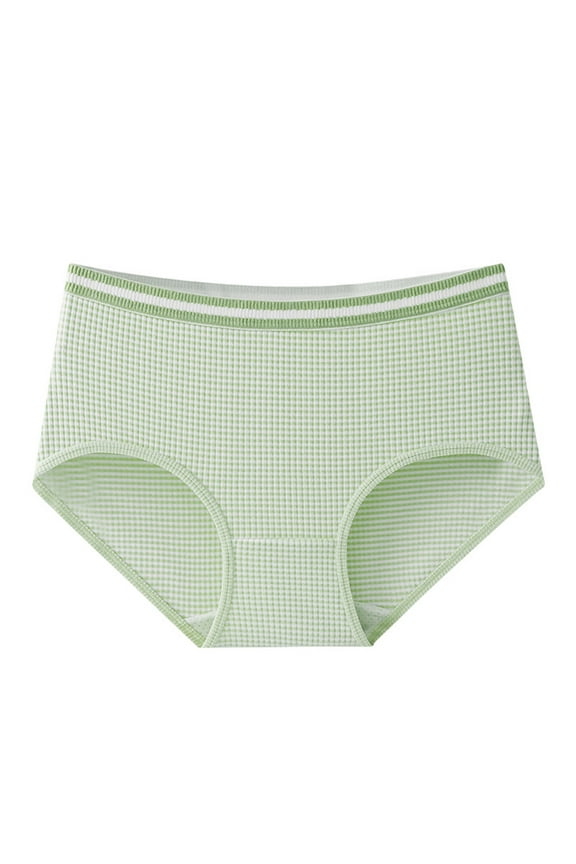 Women's Cotton Underwear Knickers Solid Color Stretchy Comfort Mid Waisted Underwear Hipster Panties Ladies Underpants Briefs(Green,M)