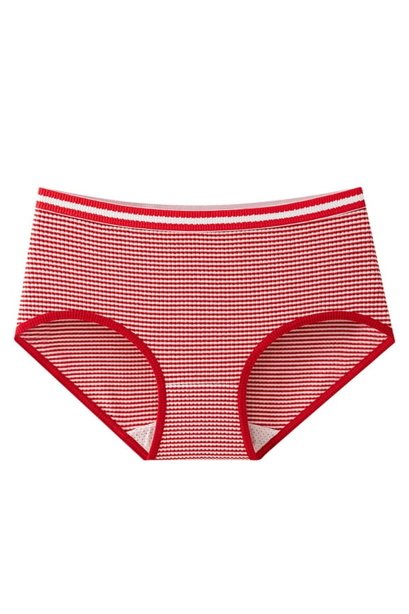 Women's Cotton Underwear Knickers Solid Color Stretchy Comfort Mid Waisted Underwear Hipster Panties Ladies Underpants Briefs(Red,M)