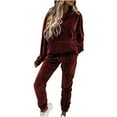 thumbnail image 1 of Scyoekwg Women's Fall Two Piece Outfits Long Sleeve Sweatshirt Jogger Sweatpant Casual Two Piece Set Matching Outfits Fashion Tracksuit (Wine,XXL), 1 of 7
