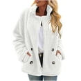 thumbnail image 1 of Scyoekwg Women's Fleece Jacket Full Zip Casual Plus Size Warm Winter Coats Long Sleeve Trendy Fluffy Sherpa Jacket Outerwear (White,S), 1 of 9