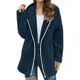 thumbnail image 1 of Scyoekwg Women's Fleece Jacket Plus Size Long Sleeve Fleece Zip Up Winter Warm Coats Casual Solid Color Loose Hooded Oversized Outerwear (Navy,XXL), 1 of 3