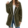 thumbnail image 1 of Scyoekwg Women's Fleece Jacket Plus Size Long Sleeve Fleece Zip Up Winter Warm Coats Casual Solid Color Loose Hooded Oversized Outerwear (Army Green,XL), 1 of 3
