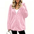 thumbnail image 1 of Scyoekwg Women's Hooded Fleece Zip Up Jacket Long Sleeve Drawstring Sherpa Coat with Side Pockets Soft Warm Loose Fit Fall Winter Outerwear,Size:S-XXL, 1 of 7