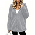 thumbnail image 1 of Scyoekwg Women's Hooded Fleece Zip Up Jacket Long Sleeve Drawstring Sherpa Coat with Side Pockets Soft Warm Loose Fit Fall Winter Outerwear,Size:S-XXL, 1 of 7