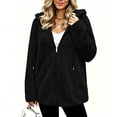thumbnail image 1 of Scyoekwg Women's Hooded Fleece Zip Up Jacket Long Sleeve Drawstring Sherpa Coat with Side Pockets Soft Warm Loose Fit Fall Winter Outerwear,Size:S-XXL, 1 of 7