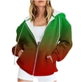 thumbnail image 1 of Scyoekwg Women's Jackets Zipper Drawstring Hooded Sweatshirts Jacket Hoodies Coats with Pocket Loose Outwear Long Sleeve Casual Gradient Color Outerwear (Green,L), 1 of 6