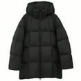 thumbnail image 1 of Scyoekwg Women's Mid-Length Winter Down Coats Puffer Thicken Jackets with Hood Oversized Long Sleeve Zipper Warm Padded Outerwear (Black,L), 1 of 3