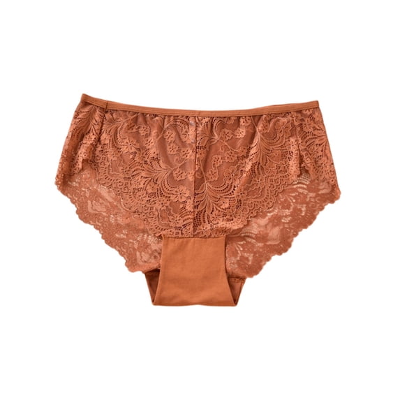 Scyoekwg Women's Panties Side Floral Lace Ladies Underwear Soft Breathable Stretch Briefs For Daily Casual Wear (Brown,XXXXL)