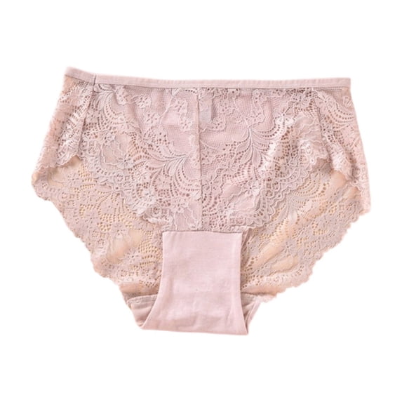 Scyoekwg Women's Panties Side Floral Lace Ladies Underwear Soft Breathable Stretch Briefs For Daily Casual Wear (Pink,L)