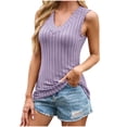 thumbnail image 1 of Scyoekwg Women's Striped Tank Tops V Neck Sleeveless Slim Fitted Shirts Summer Casual Basic Tank Tee Shirts (Purple,L), 1 of 8
