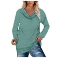 thumbnail image 1 of Scyoekwg Women's Plus Size Tops Round Neck Pleated Tunic Shirts Long Sleeve Solid Color Dressy Casual Blouse Lightweight Tops for Women Trendy Loose Tshirt Blouses (Green,XXXL), 1 of 6