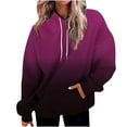 thumbnail image 1 of Scyoekwg Women's Sweatshirts Casual Blouses Long Sleeve Loose Comfy Gradient Print Graphic Sweatshirts Workout Shirts Hooded Hoodie Sweatshirt with Pocket Pullover (Purple,L), 1 of 4