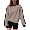 thumbnail image 1 of Scyoekwg Women's Sweatshirts Fall Casual Crewneck Oversized Sweatshirts Color Block Long Sleeve Pullover Fall Clothes (Black,M), 1 of 4