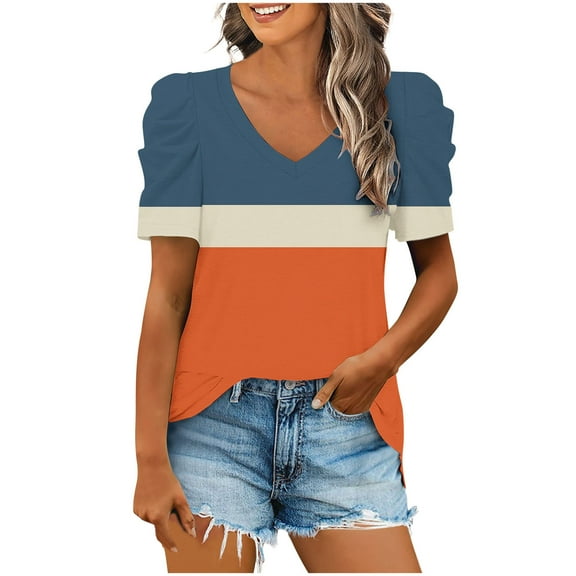 Scyoekwg Short Sleeve Shirts for Women Loose Ladies Blouses Dressy Casual Comfy Clothes Womens Summer Fashion Short Sleeve Tops Women's Shirts Casual