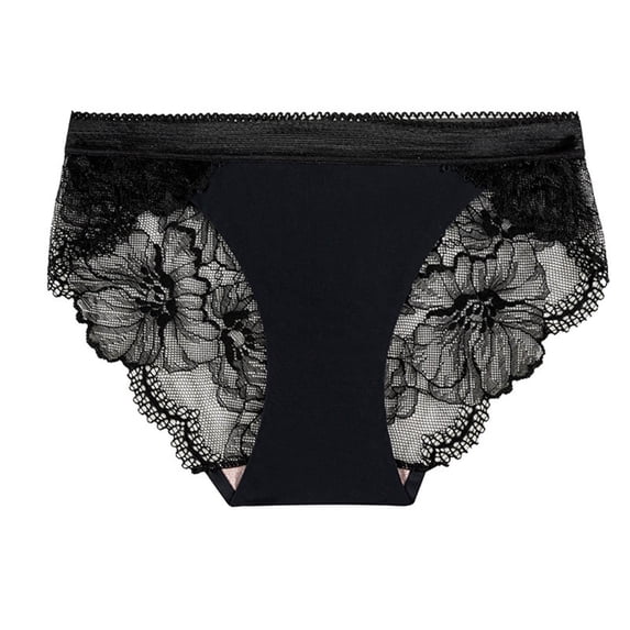 Scyoekwg Women's Underwear Bikini Underwear Lace Stretchy Comfort Mid Waisted Underwear Hipster Panties Underpants(Black,XL)