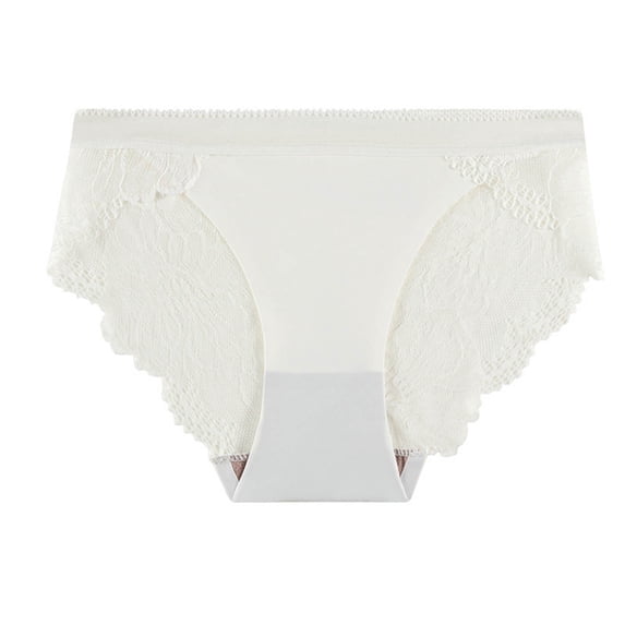 Scyoekwg Women's Underwear Bikini Underwear Lace Stretchy Comfort Mid Waisted Underwear Hipster Panties Underpants(White,L)