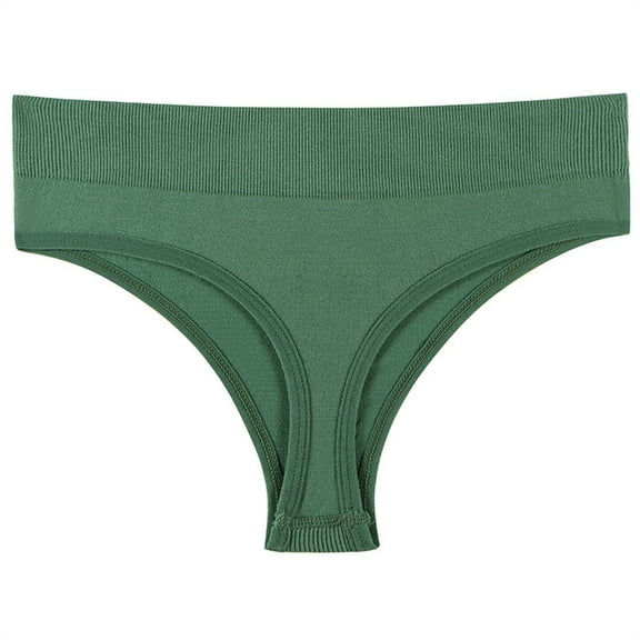 Scyoekwg Women's Underwear Bikinis Briefs Fashion Solid Color Mid Waisted Bikini Underwear Hipster Panties Bikini Panties Ladies Panties Breathable Underpants(Green,XXL)
