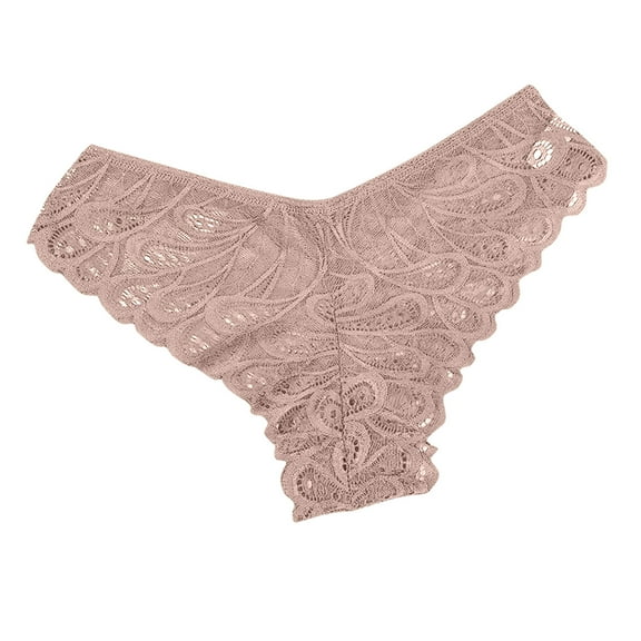 Scyoekwg Women's Underwear Bikinis Briefs Hipster Panties Solid Color Bikini Underwear V-Waisted Hip Wrap Triangular Lace Underwear Ladies Panties Mid Waisted Breathable Underpants(Pink,XXL)