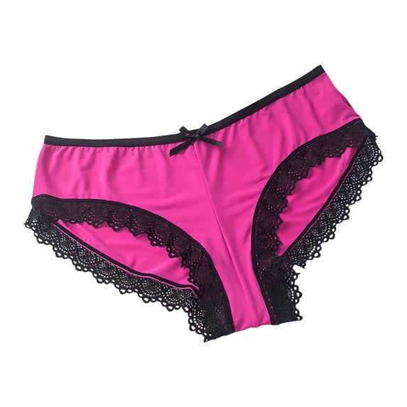 Scyoekwg Women's Underwear Comfort Mid Waisted Underwear Bikini Underwear Hipster Panties Stretchy Knickers Underpants(Hot Pink,XL)