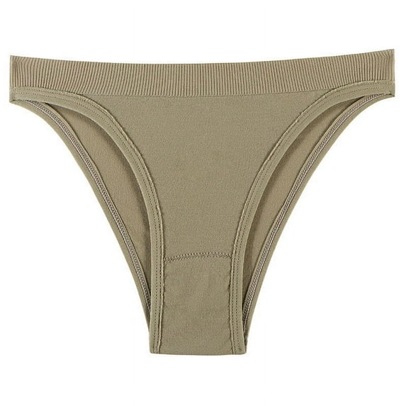 Scyoekwg Women's Underwear Ladies Underpants Solid Color Stretchy Comfort Hipster Panties Low Waisted Underwear Knickers Underpants(Khaki,L)