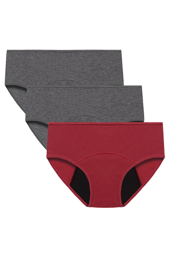 Women's Underwear Menstrual Leak Proof Menstrual Panties Cotton Women's Physiological Underpants Hipster Panties Solid Color High Waisted Underwear Briefs Pack of 3(Red,XXXXL)