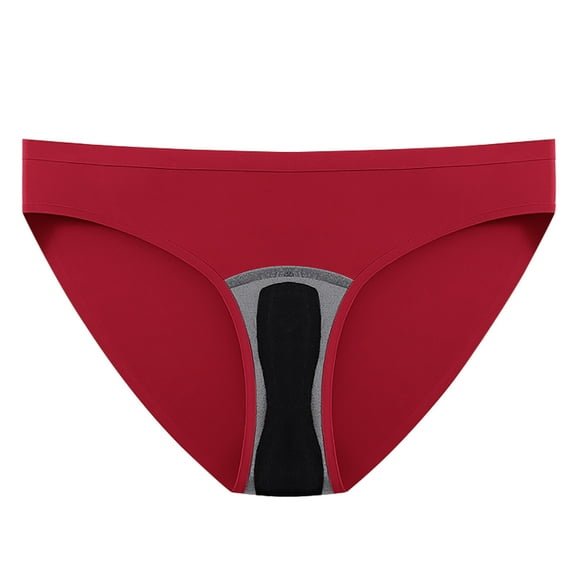 Scyoekwg Women's Underwear Mid Waisted Hipster Panties Menstrual Leak Proof Menstrual Panties Cotton Women's Physiological Underpants Ladies Underpants Solid Color Briefs(Wine,XXL)