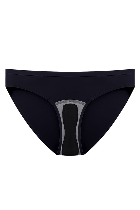 Women's Underwear Mid Waisted Hipster Panties Menstrual Leak Proof Menstrual Panties Cotton Women's Physiological Underpants Ladies Underpants Solid Color Briefs(Black,XL)
