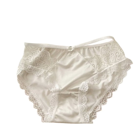 Scyoekwg Women's Underwear Stretchy Comfort Low Waisted Underwear Hollow Thin Ladies Underpants Hipster Panties Solid Color Underpants(White,L)