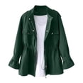thumbnail image 1 of Scyoekwg Women's Windbreaker Long Sleeve Trench Coat Casual Zip Up Jacket Solid Color Fall Fashion Stand Collar Windbreaker Jacket (Green,M), 1 of 6