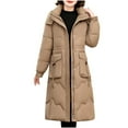 thumbnail image 1 of Scyoekwg Women's Winter Coats Long Down Parka Jackets Warm Thickened Hooded Puffer Coat Full Zip Outerwear with Pockets (Khaki,L), 1 of 4