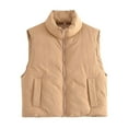 thumbnail image 1 of Scyoekwg Women's Winter Short Coats Lightweight Sleeveless Warm Outerwear Zipper Puffer Vest Padded Jackets Solid Color Loose Outwear Sleeveless Winter Warm Jackets Outerwear (Yellow,S), 1 of 6