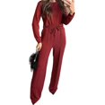 thumbnail image 1 of Scyoekwg Womens 2 Piece Outfit Tracksuits Fall Outfits Long Sleeve Sweatshirt Wide Leg Pants Fashion Matching Outfits Casual Outfits Sets (Wine,S), 1 of 6