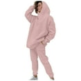 thumbnail image 1 of Scyoekwg Womens 2 Piece Outfits Hooded Long Sleeve Sweatshirt Jogger Sweatpant Fashion Casual Matching Outfits Two Piece Set Sweatsuits (Pink,XL), 1 of 5