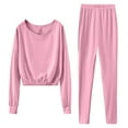 thumbnail image 1 of Scyoekwg Womens 2 Piece Outfits Long Sleeve Sweatshirt Long Pants Fashion Two Piece Set Matching Outfits Casual Sweatsuit Tracksuit (Pink,S), 1 of 5