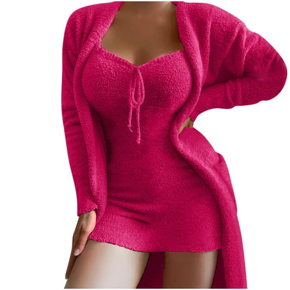 Scyoekwg Womens 2 Piece Outfits Long Sleeve Tops Shorts Casual Fashion Matching Outfits Two Piece Set Lounge Set (Hot Pink,XL)