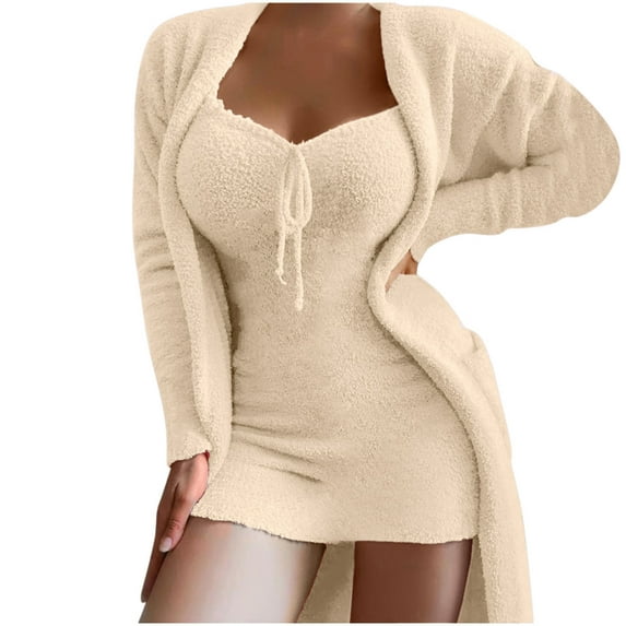 Scyoekwg Womens 2 Piece Outfits Long Sleeve Tops Shorts Casual Fashion Matching Outfits Two Piece Set Lounge Set (Khaki,S)