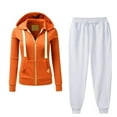 thumbnail image 1 of Scyoekwg Womens 2 Piece Outfits Zipper Hooded Drawstring Long Sleeve Coat Jogger Sweatpant Casual Matching Outfits Fashion Two Piece Set Sweatsuit Tracksuit (Orange,L), 1 of 6
