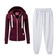 thumbnail image 1 of Scyoekwg Womens 2 Piece Outfits Zipper Hooded Drawstring Long Sleeve Coat Jogger Sweatpant Casual Matching Outfits Fashion Two Piece Set Sweatsuit Tracksuit (Wine,M), 1 of 6