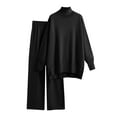 thumbnail image 1 of Scyoekwg Womens 2 Piece Sets Casual Sets Long Sleeve Tops Wide Leg Pants Fashion Matching Outfits Two Piece Set Lounge Set (Black,Free Size), 1 of 5