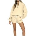 thumbnail image 1 of Scyoekwg Womens 2 Piece Sets Casual Sets Zipper Long Sleeve Sweatshirt Shorts Matching Outfits Two Piece Set Fashion Sweatsuits (Beige,M), 1 of 6