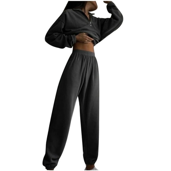 Scyoekwg Womens 2 Piece Sets Dressy Sweatsuit Fall Outfits Long Sleeve Tops Wide Leg Pants Casual Matching Outfits Two Piece Set Fashion Tracksuit (Gray,L)