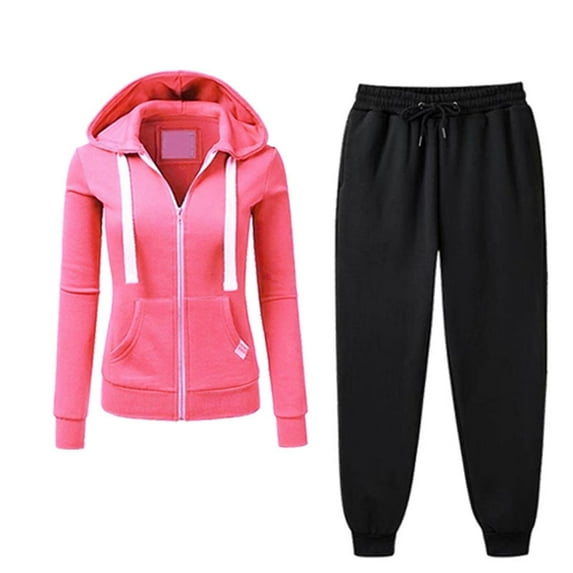Scyoekwg Womens 2 Piece Sets Dressy Sweatsuit Fall Outfits Zipper Hooded Drawstring Long Sleeve Coat Jogger Sweatpant Casual Matching Outfits Two Piece Set Fashion Sweatsuits (Pink,XL)