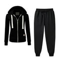 thumbnail image 1 of Scyoekwg Womens 2 Piece Sets Dressy Sweatsuit Fall Outfits Zipper Hooded Drawstring Long Sleeve Coat Jogger Sweatpant Casual Matching Outfits Two Piece Set Fashion Sweatsuits (Black,M), 1 of 6